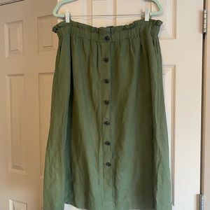 Madewell linen blend paper bag style Midi skirt